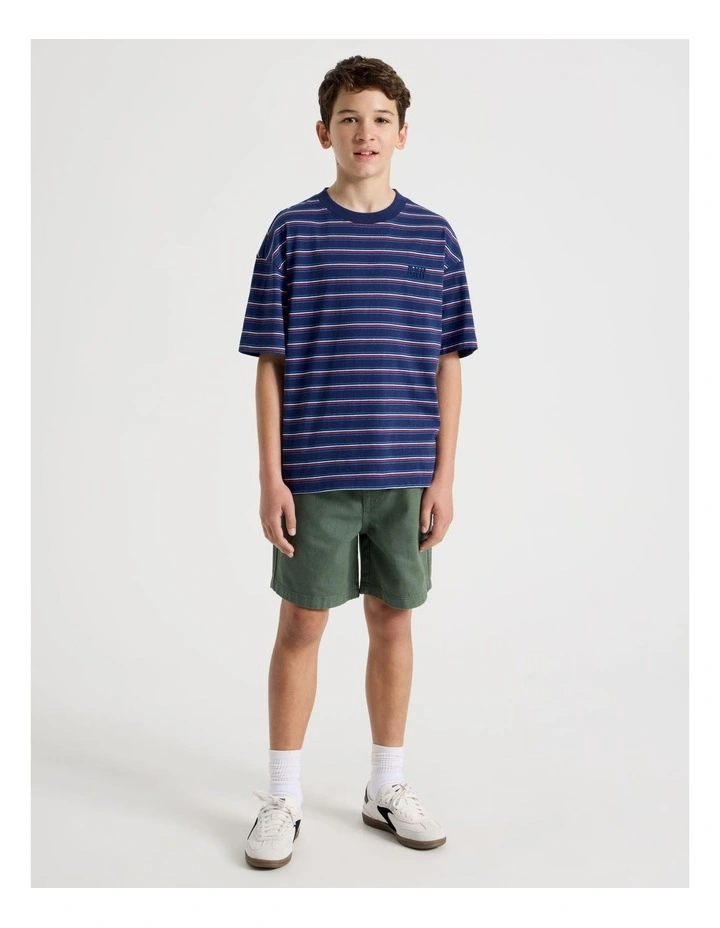 The Edit Cotton Twill Short in Khaki image 2