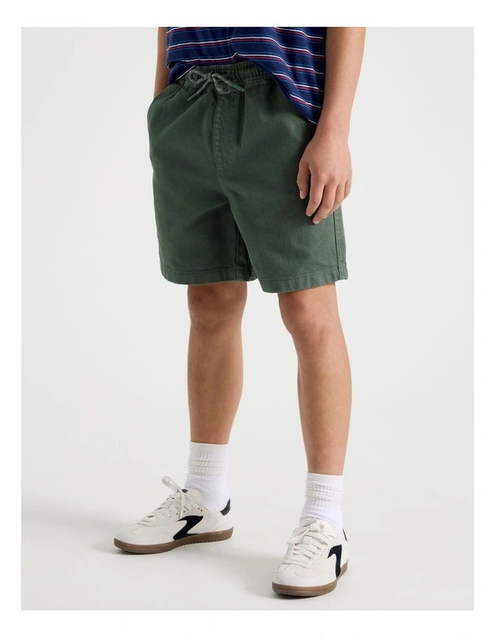 The Edit Cotton Twill Short in Khaki image 3