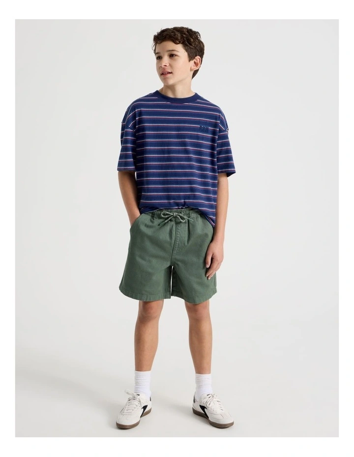 The Edit Cotton Twill Short in Khaki image 4