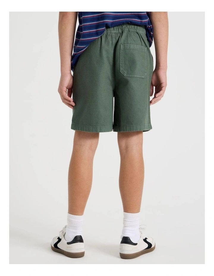 The Edit Cotton Twill Short in Khaki image 5