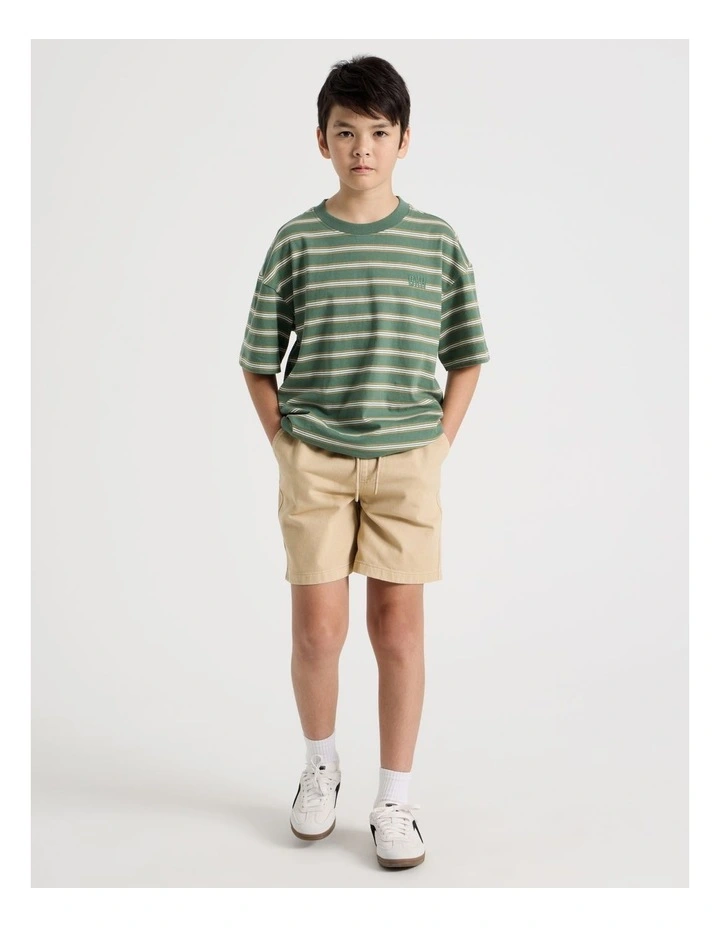 The Edit Cotton Twill Short in Stone image 3