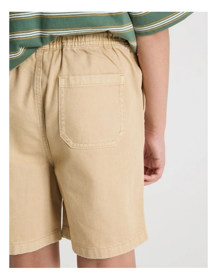 The Edit Cotton Twill Short in Stone image 4