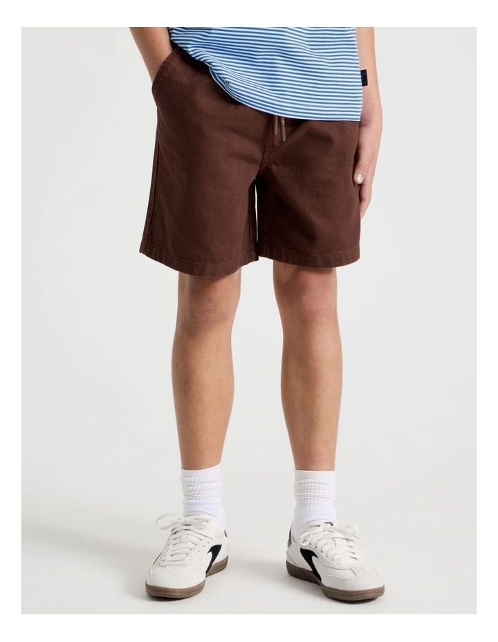 The Edit Cotton Twill Short in Dark Brown image 1