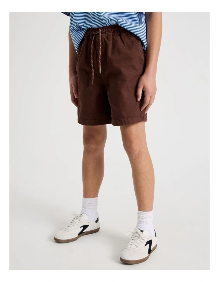 The Edit Cotton Twill Short in Dark Brown image 4