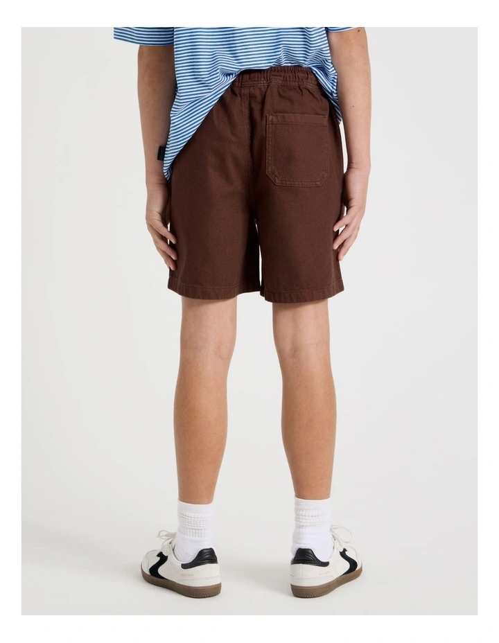 The Edit Cotton Twill Short in Dark Brown image 5
