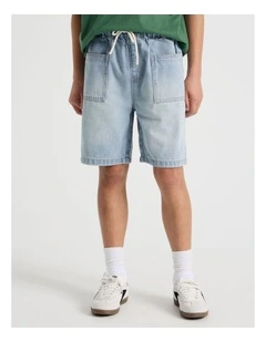 Pull On Denim Short in Light Denim