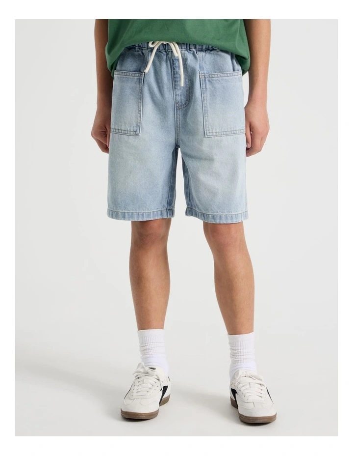 Pull On Denim Short in Light Denim image 1