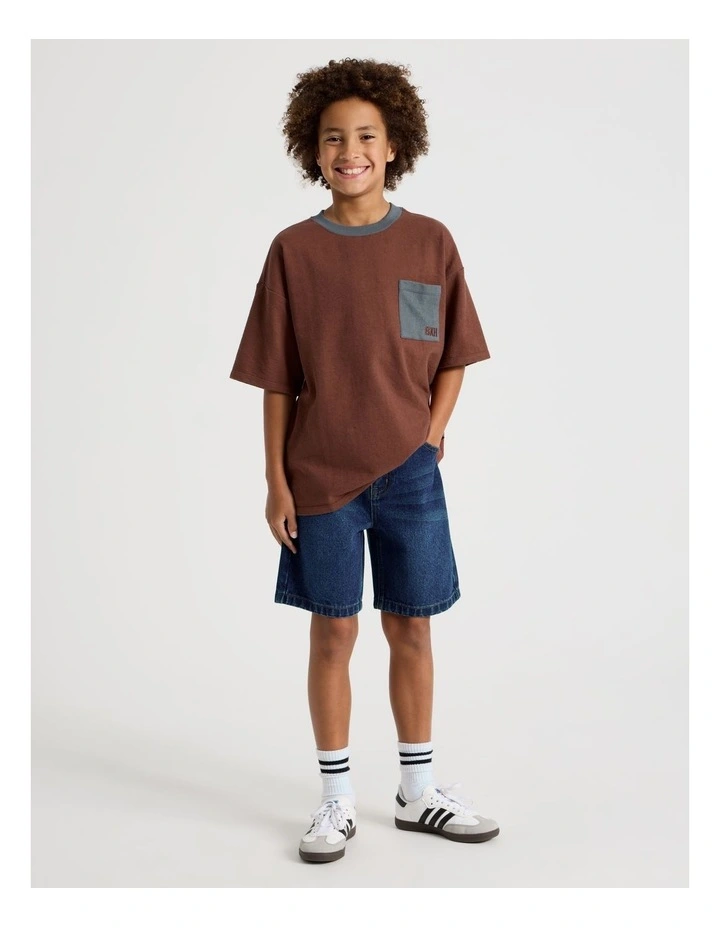5 Pocket Baggy Denim Short in Indigo image 2