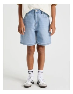 The Edit 5 Pocket Knit Denim Short in Light Denim