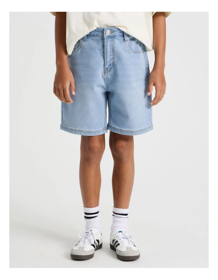 The Edit 5 Pocket Knit Denim Short in Light Denim image 1