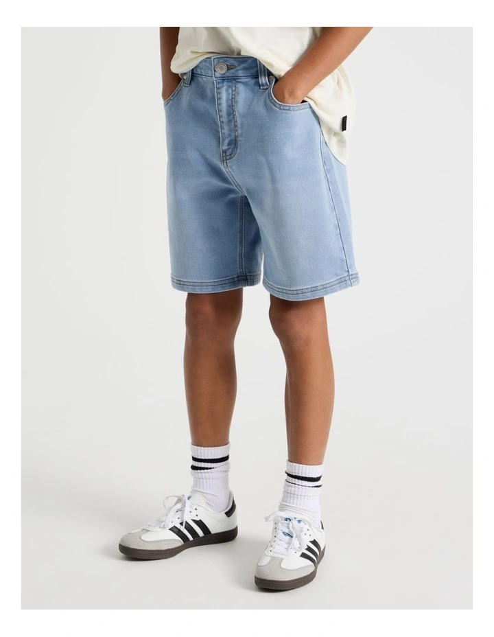 The Edit 5 Pocket Knit Denim Short in Light Denim image 4