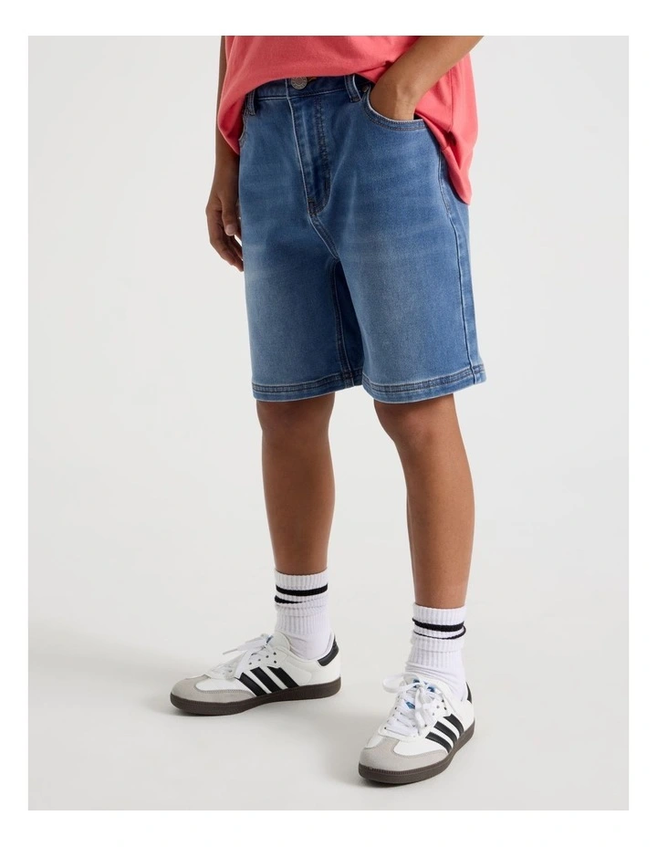 The Edit 5 Pocket Knit Denim Short in Mid Denim image 3