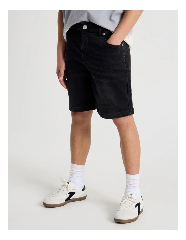 The Edit 5 Pocket Knit Denim Short in Black image 4