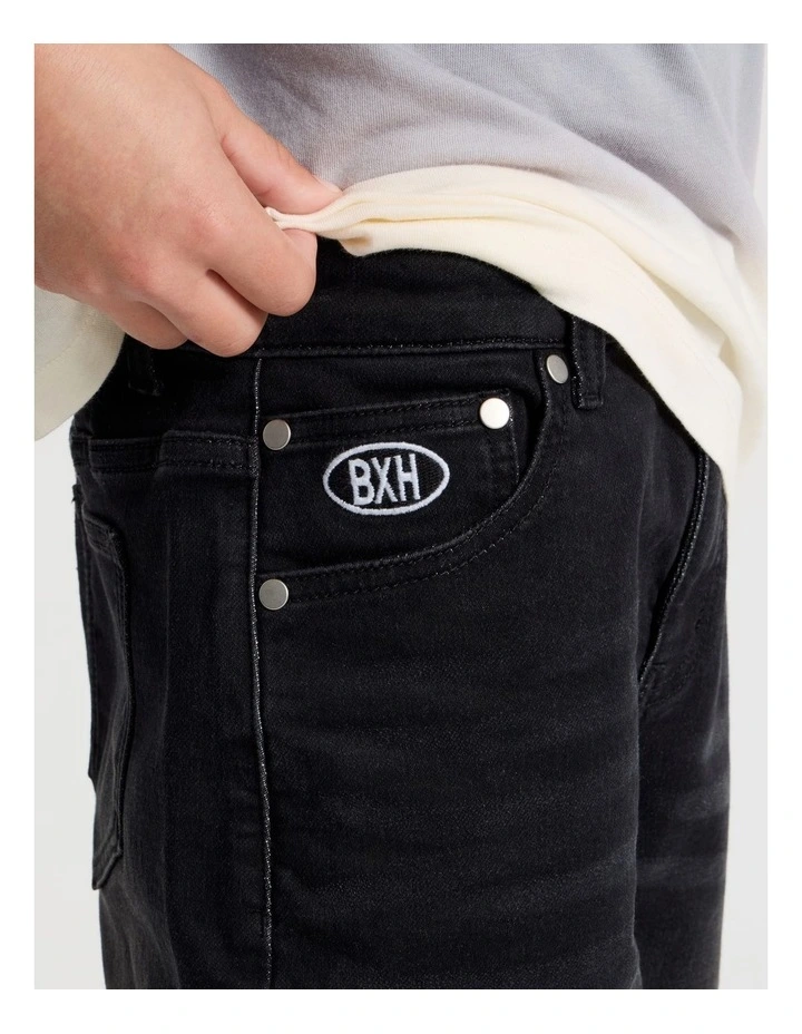 The Edit 5 Pocket Knit Denim Short in Black image 5