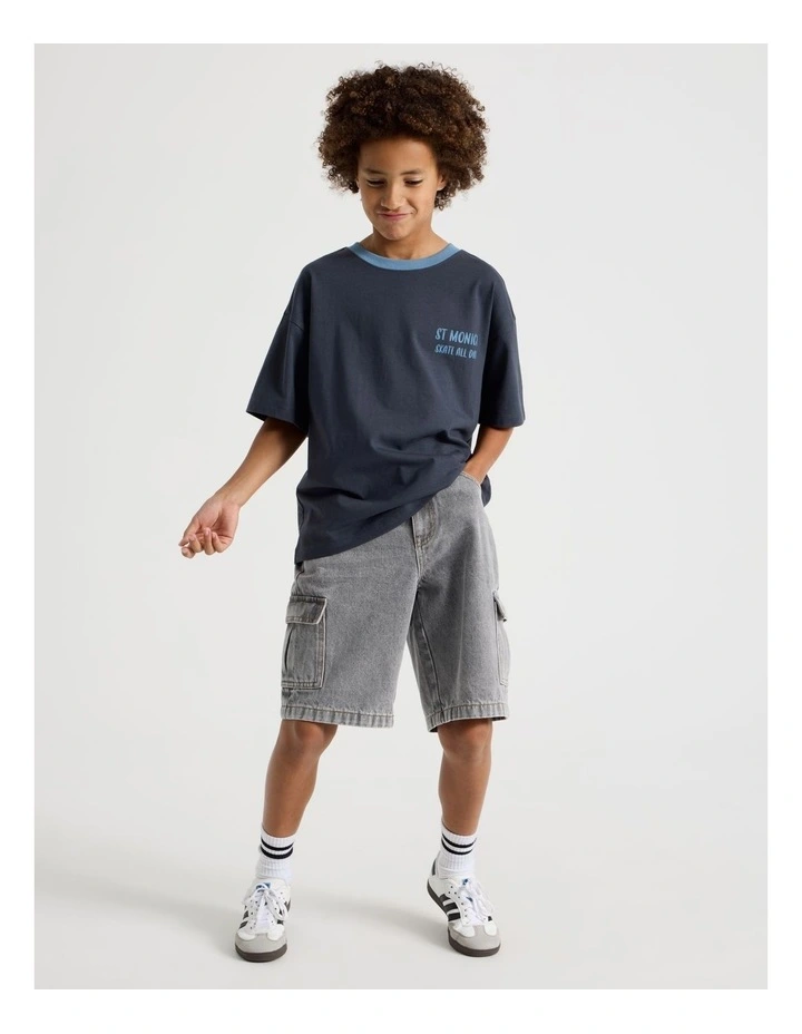 5 Pocket Denim Cargo Short in Grey image 2