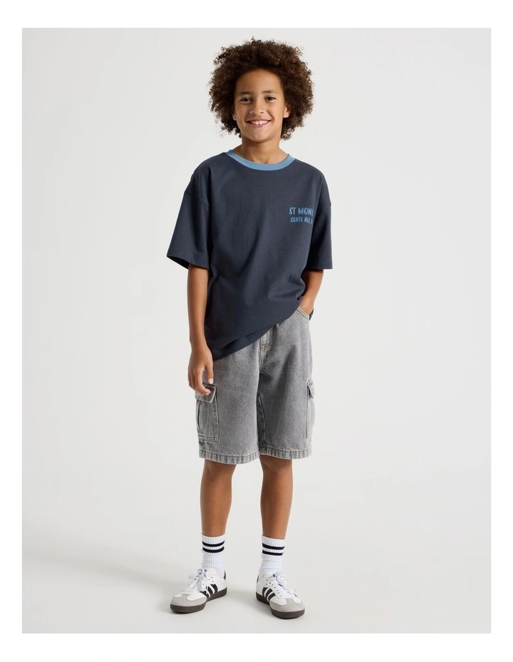 5 Pocket Denim Cargo Short in Grey image 3