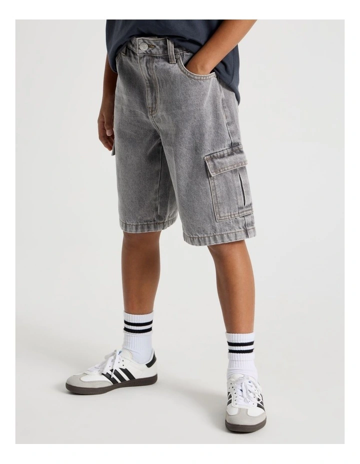 5 Pocket Denim Cargo Short in Grey image 4