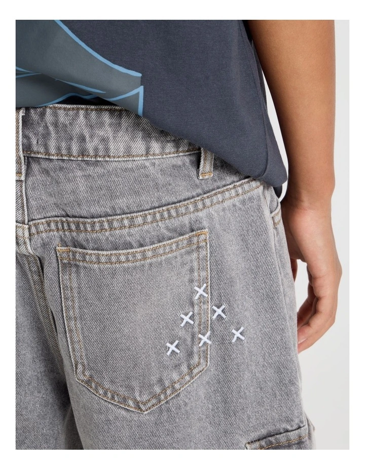 5 Pocket Denim Cargo Short in Grey image 5
