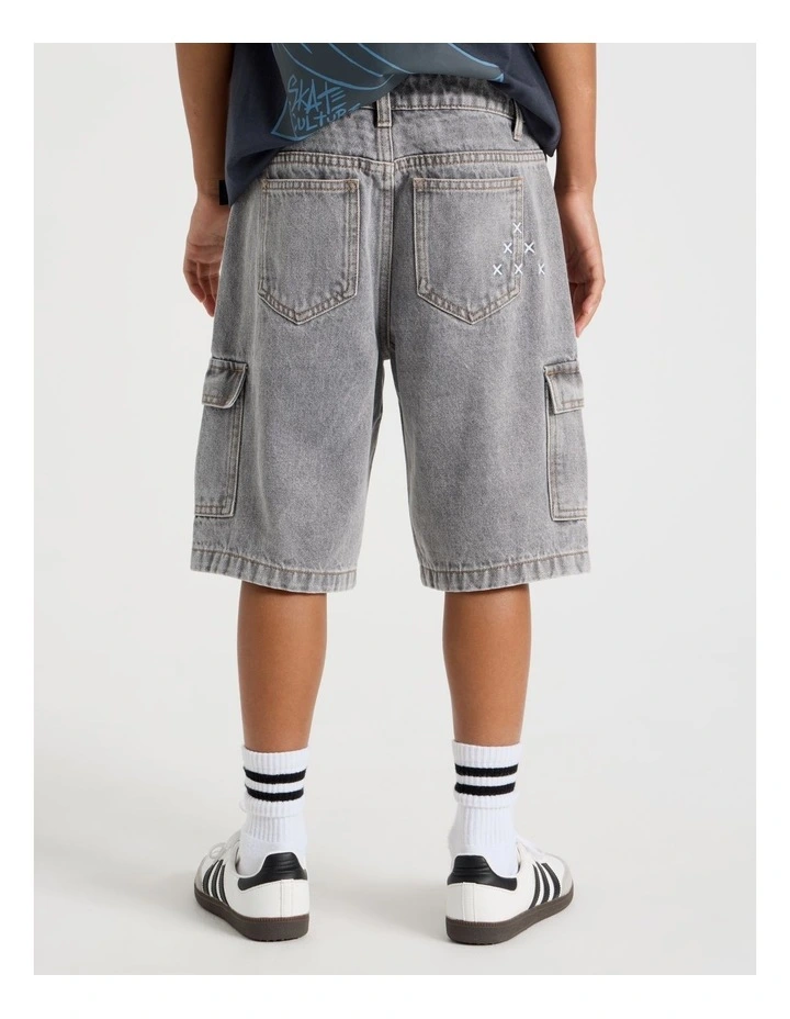5 Pocket Denim Cargo Short in Grey image 6