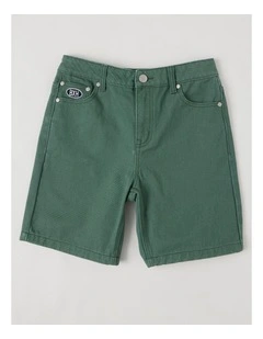 5 Pocket Baggy Denim Short in Khaki