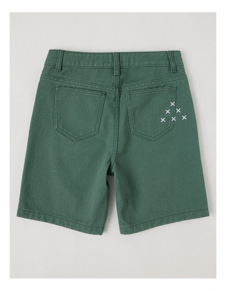 5 Pocket Baggy Denim Short in Khaki image 3