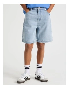 5 Pocket Baggy Denim Short in Light Denim