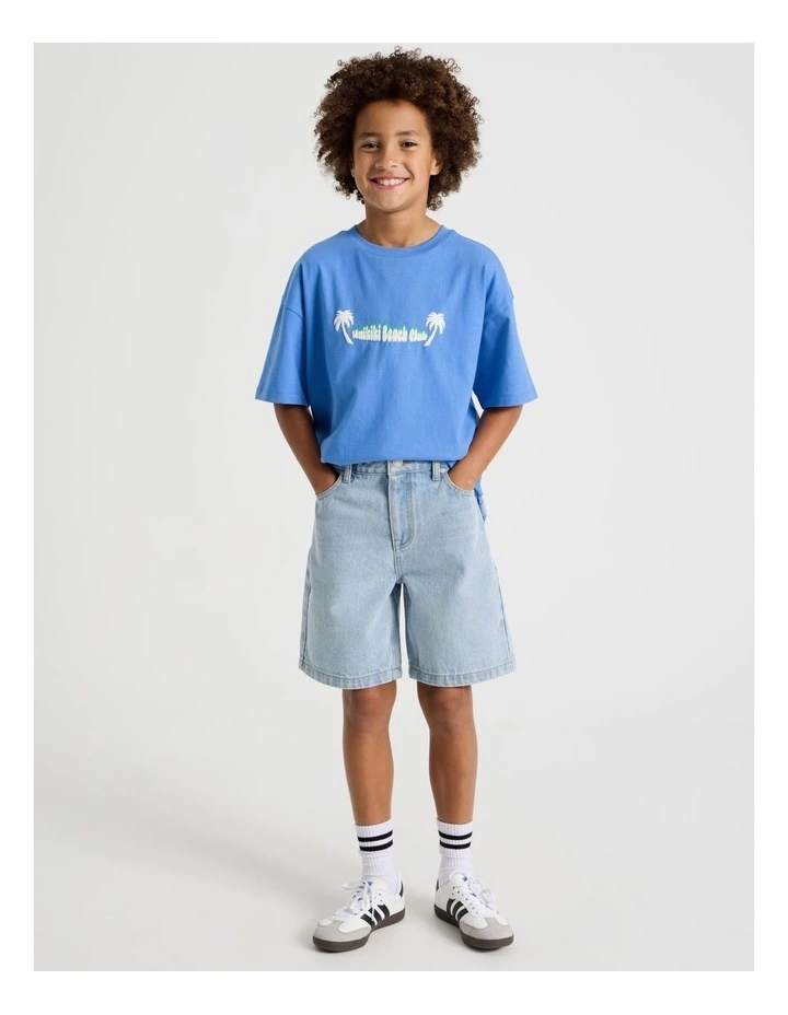 5 Pocket Baggy Denim Short in Light Denim image 2