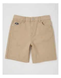 5 Pocket Baggy Denim Short in Tan