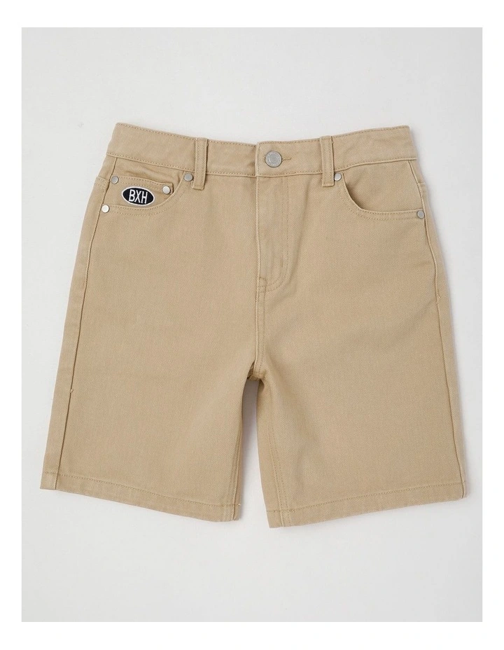 5 Pocket Baggy Denim Short in Tan image 1