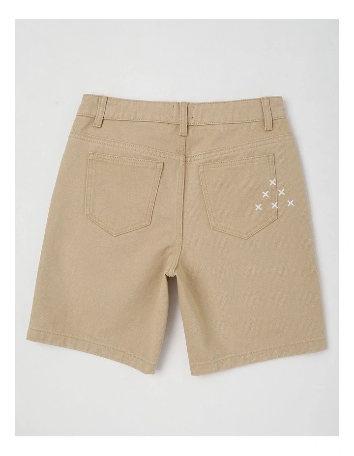 5 Pocket Baggy Denim Short in Tan image 3