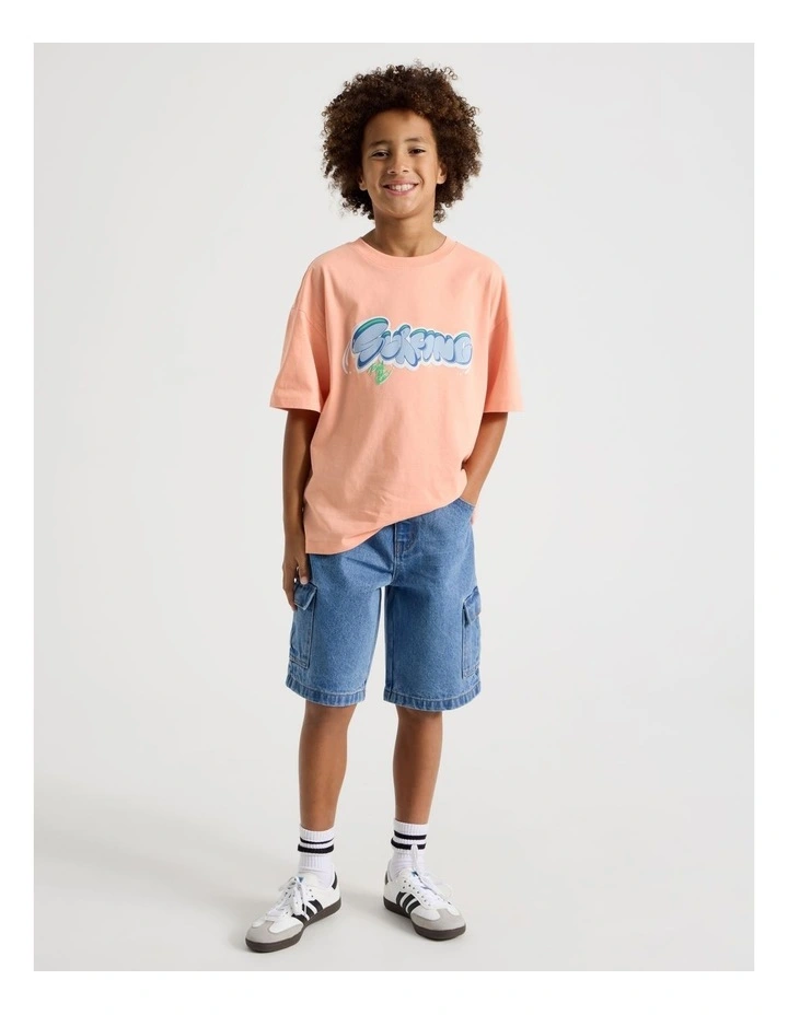 5 Pocket Denim Cargo Short in Mid Denim image 2