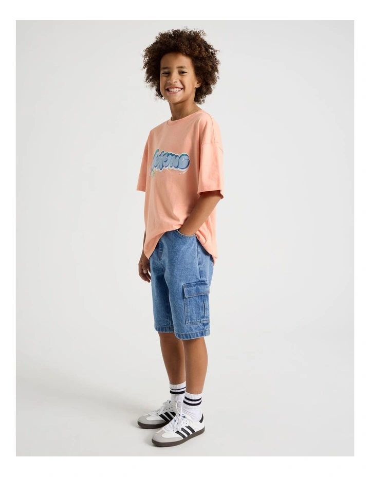 5 Pocket Denim Cargo Short in Mid Denim image 3