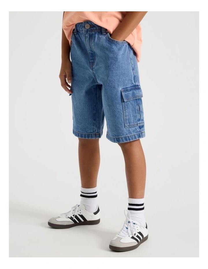 5 Pocket Denim Cargo Short in Mid Denim image 5