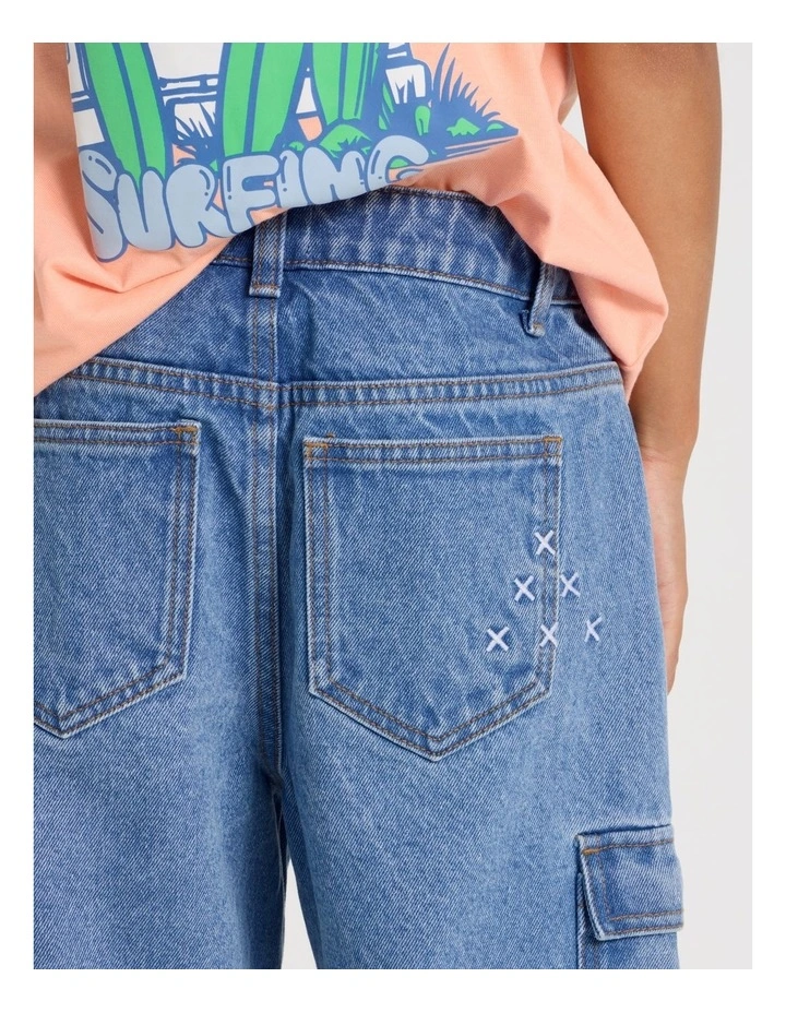 5 Pocket Denim Cargo Short in Mid Denim image 6