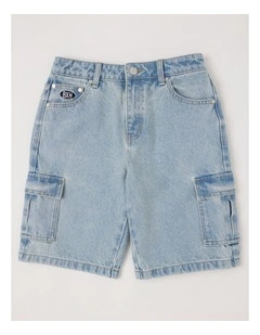 5 Pocket Denim Cargo Short in Light Denim