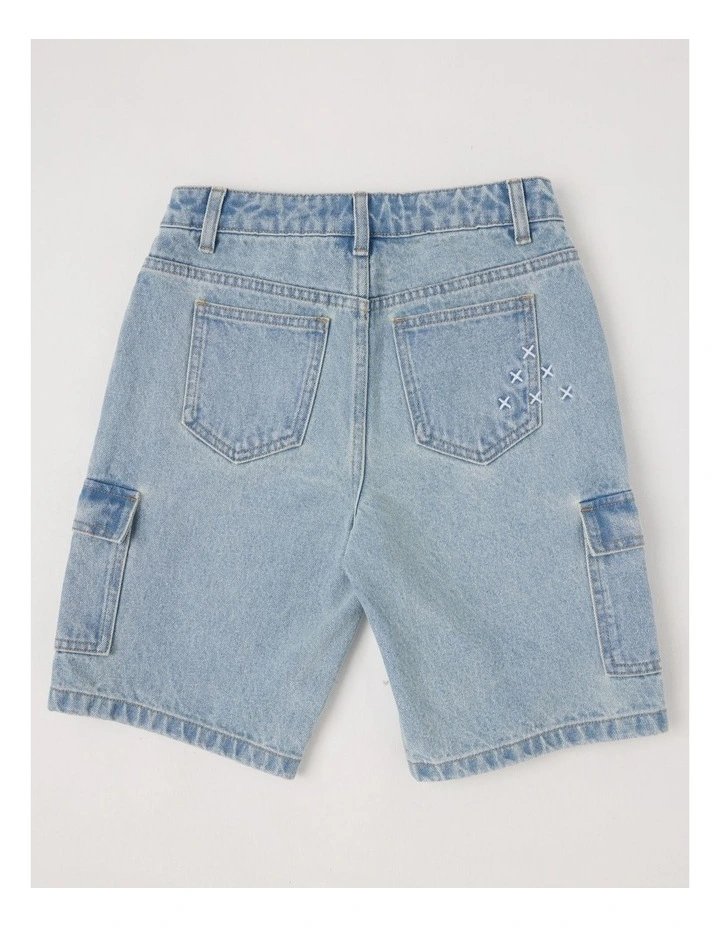 5 Pocket Denim Cargo Short in Light Denim image 3