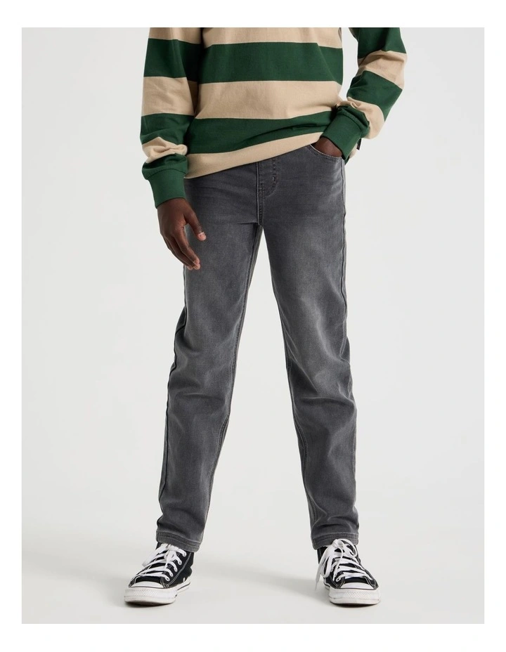 Pull On Denim Jean in Pewter image 2