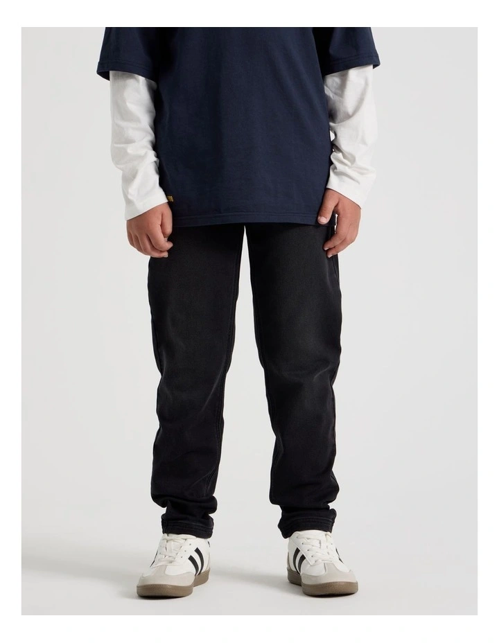 Pull On Denim Jean in Black image 2