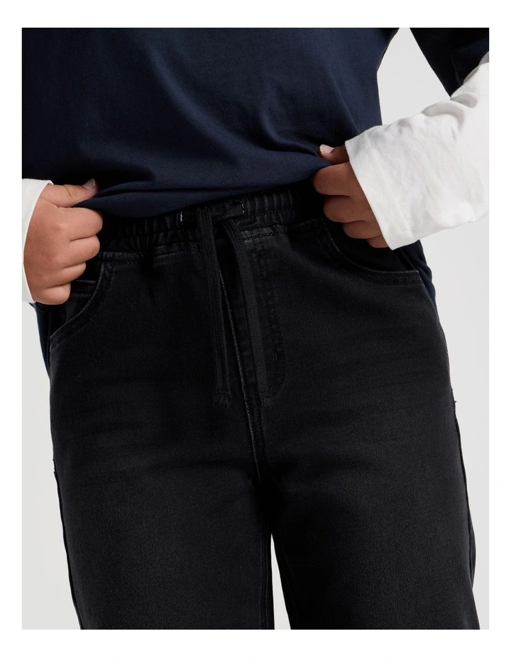 Pull On Denim Jean in Black image 3