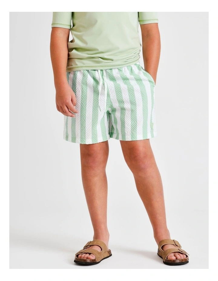 Seersucker Boardshort in Green Stripe image 2
