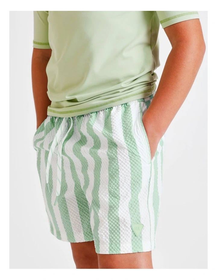 Seersucker Boardshort in Green Stripe image 3