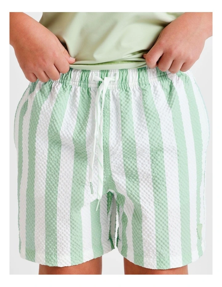 Seersucker Boardshort in Green Stripe image 4
