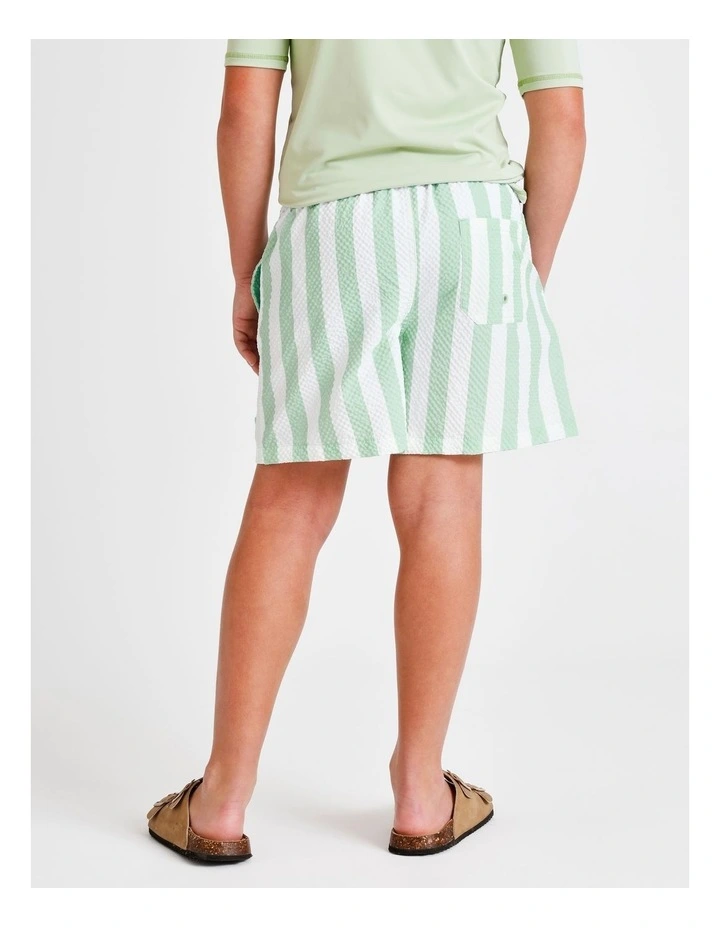 Seersucker Boardshort in Green Stripe image 5