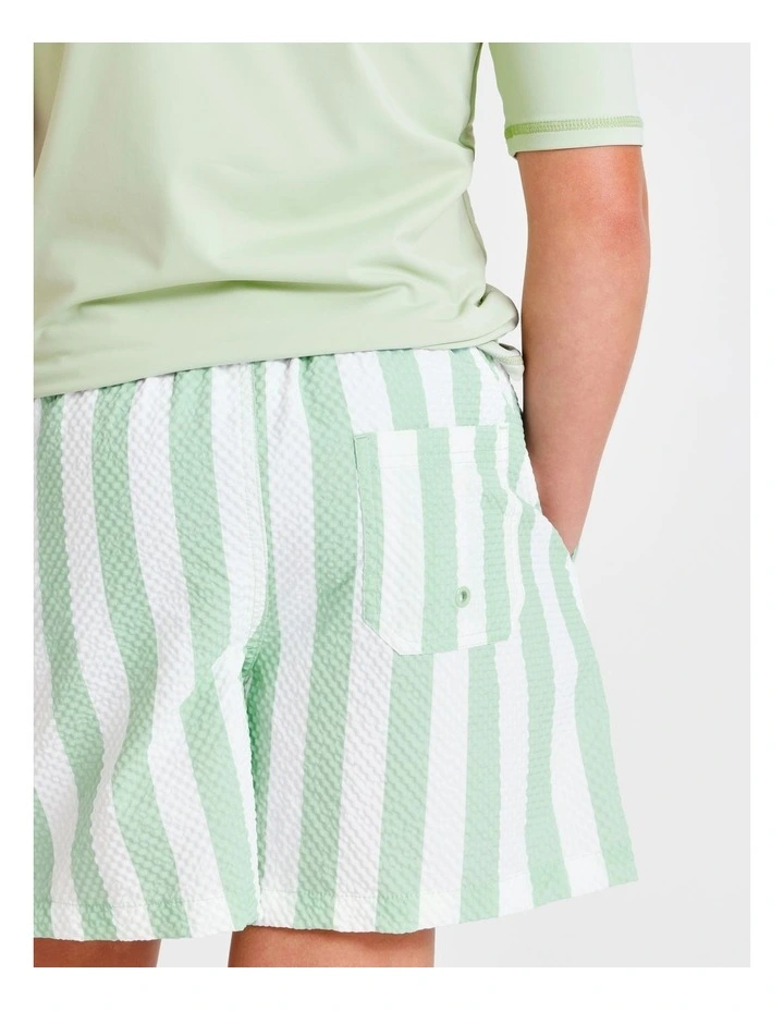 Seersucker Boardshort in Green Stripe image 6