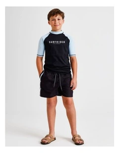 Recycled Boardshort in Black and Blue