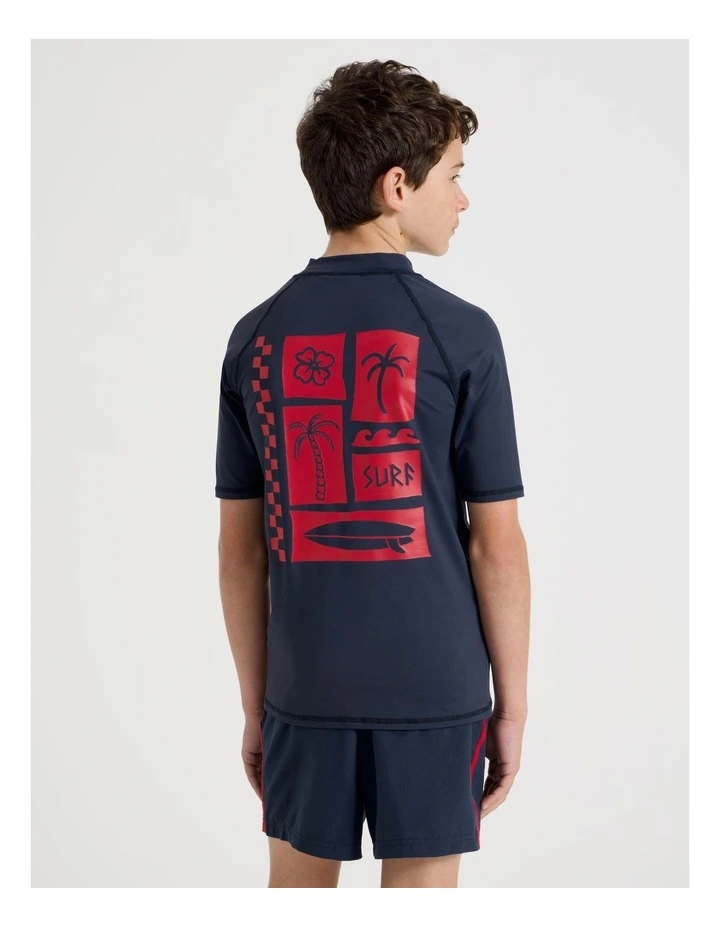 Recycled Short Sleeve Rashtop in Good Vibes/Navy image 5