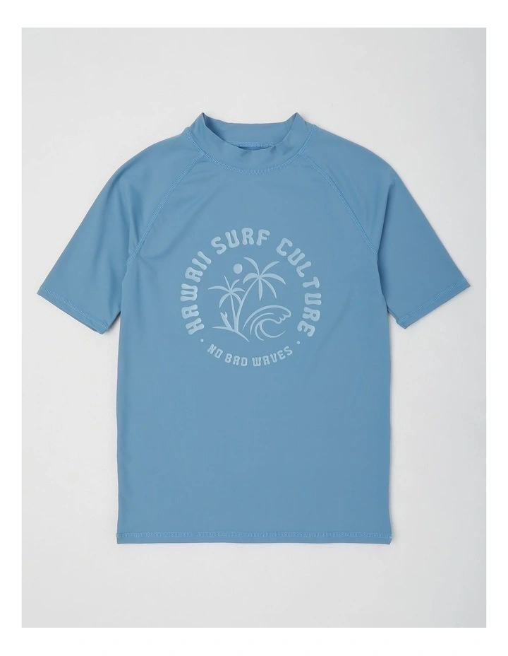 Recycled Short Sleeve Rashtop in Hawaii/Blue image 1