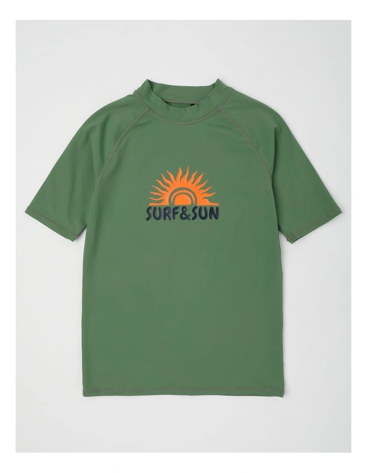 Recycled Short Sleeve Rashtop in Surf & Sun/Green image 1