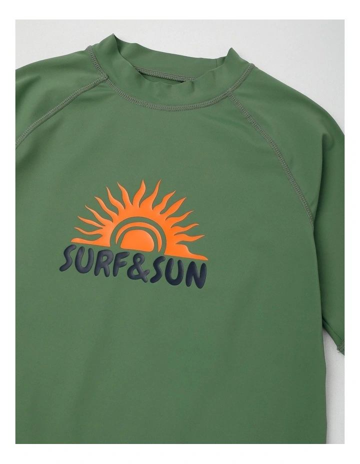 Recycled Short Sleeve Rashtop in Surf & Sun/Green image 2