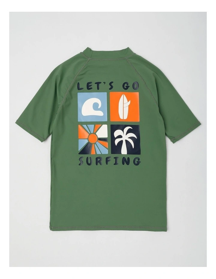 Recycled Short Sleeve Rashtop in Surf & Sun/Green image 3